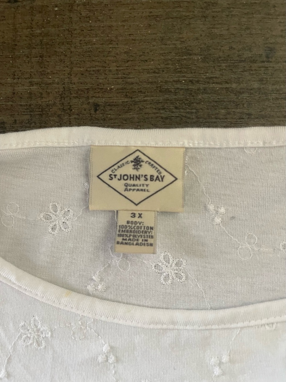 St. John's Bay White Floral Embroidered Ruffle Sleeve Top Size 3X Plus